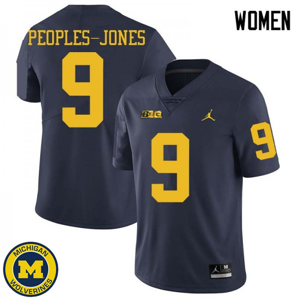 Women's Michigan Wolverines #9 Donovan Peoples-Jones Navy Jordan Brand Player Jersey